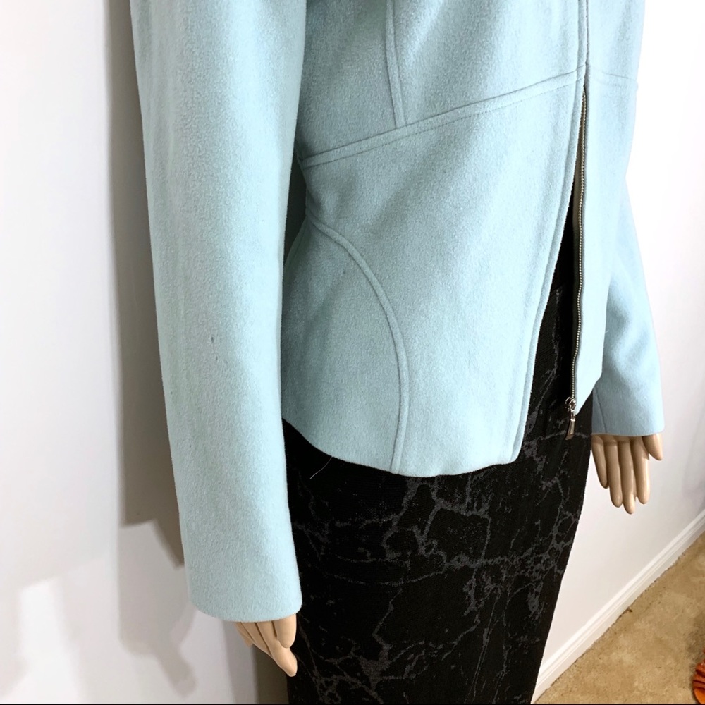 Light Blue Louben Wool Zip-Front Jacket - Picture 3 of 8